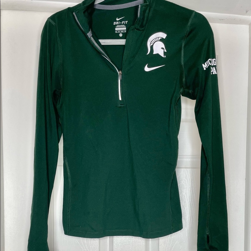 Nike dri fit 3/4 zip long sleeve Michigan State Spartan green